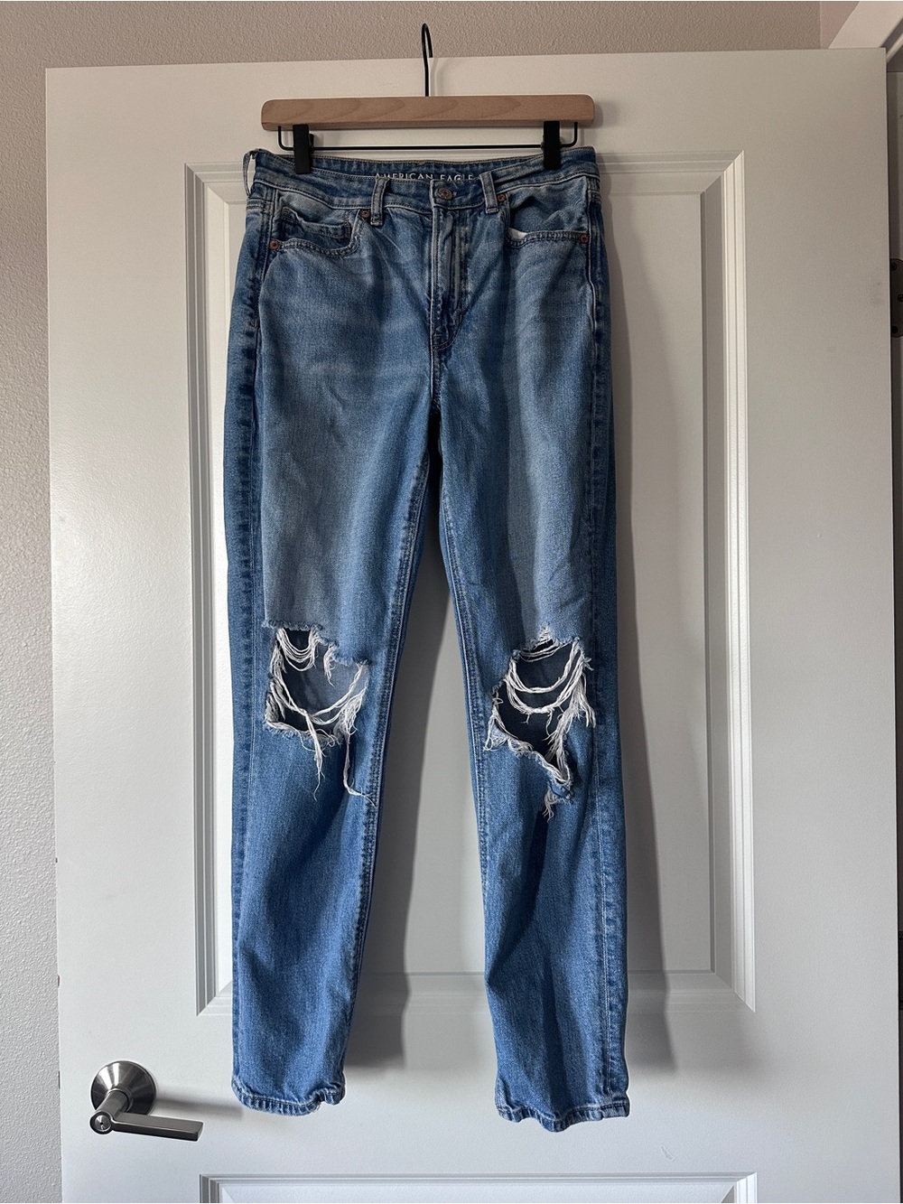 Ripped High-Rise Blue Jeans - American Eagle